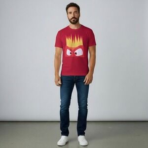 Inside Out Anger Shirt Red Short Sleeve Men's Size XL 100% Cotton Bella+Canvas